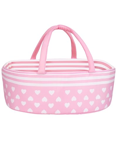 AORI Reborn Baby Dolls Bassinet - Foldable Doll Crib Bed Soft Doll Carrier Accessories with Handle for 17-22 Inches Newborn Baby Girls Pink