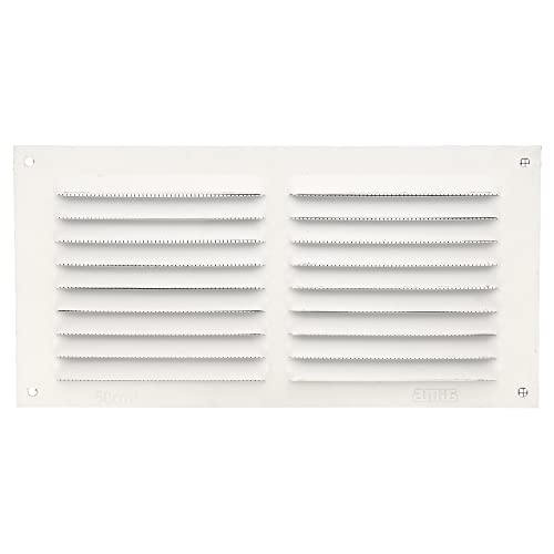 Amig - Rejilla Rectangular de Aluminio con Mosquitera - Rejillas de Ventilación para Salida de Aire - Ideal para Techo de Cocina y Baño - Medidas 100 X 200 MM - Color Blanco