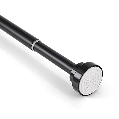 Barra de tensión extensible para cortina de ducha, 115-210 cm, barra telescópica de resorte de acero inoxidable, barra de cortina ajustable para colgar sin perforaciones, puerta, color negro Cover