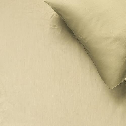 Image of Naksh Japandi Vibes Collection 100% Cotton 210 TC Plain Elastic Fitted Bedsheets Super King Size 78 x 72 Inches, Beige | 1 Elastic Bedsheet King Size Cotton & 2 Pillow Covers |Super King Size Bedsheet