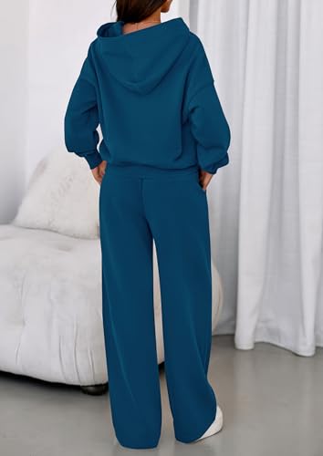 Image of PRETTYGARDEN Womens Sweatsuits 2 Piece Set 2026 Casual Winter Long Sleeve Hoodie Loose Wide Leg Sweatpants Fall Tracksuit