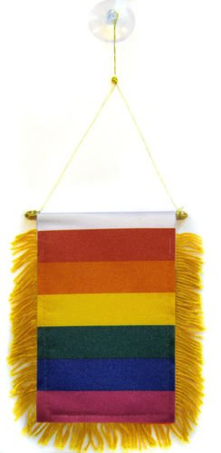 Moon Knives Wholesale lot 3 Rainbow Gay Pride Mini Flag 4''x6'' Window Banner w/suction cup - Party Decorations Supplies For Parades - Prime Outside, Garden, Men Cave Decor Flag