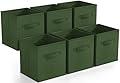 Sorbus Foldable Storage Cubes - 6 Fabric Baskets for Organizing Pantry, Shelf, Toy Box, Cubby, Closet Organizer - 11 Inch Collapsible Closet Organizers and Storage Bins (Dark Green 6 Pack)