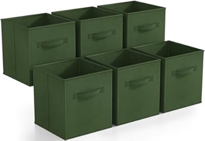 Sorbus Foldable Storage Cubes - 6 Fabric Baskets for Organizing Pantry, Shelf, Toy Box, Cubby, Closet Organizer - 11 Inch Collapsible Closet Organizers and Storage Bins (Dark Green 6 Pack)