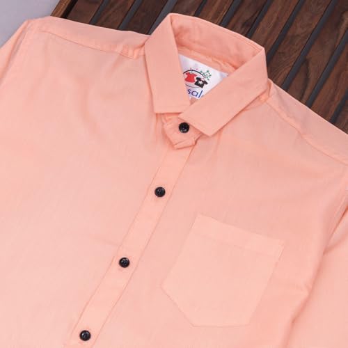 Image of Vikita Enterprise Kid Boy's Cotton Solid Shirt with Spread Collar Neck Full Sleeves Button Closure Curved Length and One Pocket | Shirt For Kids Boys