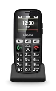 Emporia Happy Handy für Senioren, robust und hochwertig, hohe Lautstärke, Farbdisplay, Bluetooth, 3 Schnellanruftasten, große Tasten beleuchtet, Ladestation, Schwarz (Italien)