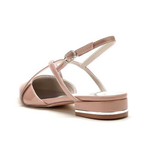 Women Patent Leather Slingback Bridal Shoes Ballet Flats Shoes Cross Strap Pointed Toe Wedding Party Dress Pumps3