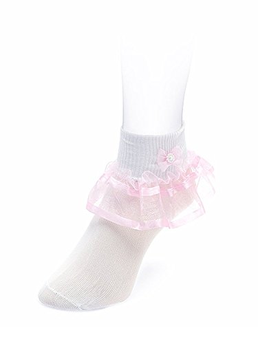 Organza and Satin Double Ribbon Girls Fancy Socks