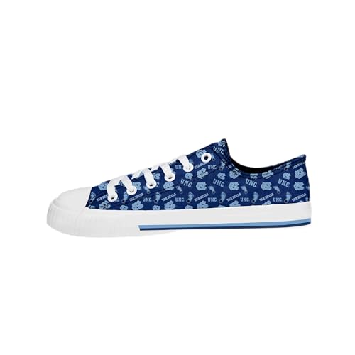 FOCO North Carolina Tar Heels NCAA Womens Low Top Repeat Print Canvas Shoes - 6