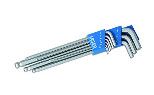 Laser 2220 Extra Long Ball End Hex Key Set 9pc, Black,chrome