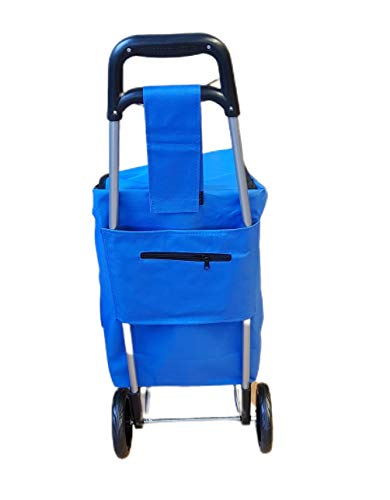 Einkaufstrolley - 27 Liter blau - 600D Polyester - mit extra Fach - Abnehmbare & regenfeste Tasche - / Klappbarer Shopper/Einkaufsroller/Handwagen – Bild 7