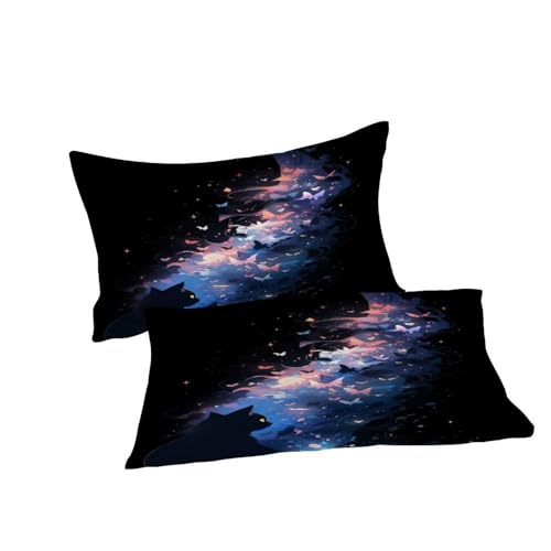 Parure de lit chat et illustrations végétales imprimé 3D luxe