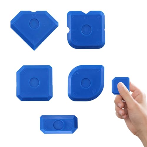 Hsrag - Kit di 5 attrezzi per sigillatura, in silicone, strumenti per sigillatura per cucina, bagno, pavimento, sigillante per malta, finitura e sigillatura, blu