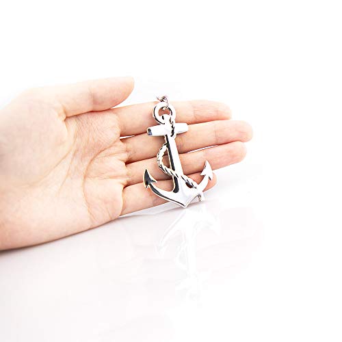 KKY-Best 1Pc 3D Anchor Key Chain Car Logo Metal Key Ring Couples Keychain, Silver, 4.5" x 1.5"