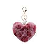 choice of all Heart Keychain Leopard Pom Pom Keychain FluffyPink Puff Ball Keychains Backpack Accessories