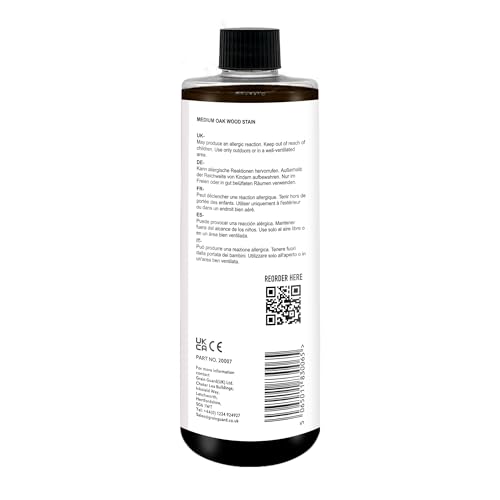 GRAIN GUARD Wood Stain Water Based | Medium Oak | 500ml | Interior Furniture Stain | Light & Dark Stains | Eco-Friendly & Non-Toxic Wood Dye | Easy Application | Quick Dry & Low Odour