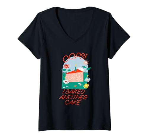 Womens Oops! I Baked Another Cake Apparel V-Neck T-Shirt