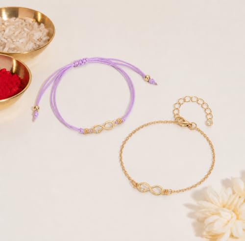 Image of Salty Rakhi for Brother & Bhaiya Bhabhi | Wrist Band Gift Pack for Sister, Bro, Bhaiya and Bhabhi | Bracelet for Men, Women | Fancy Jewellery Combo Gifts | Gift for Rakshabandhan | Traditional Rakhi Gift