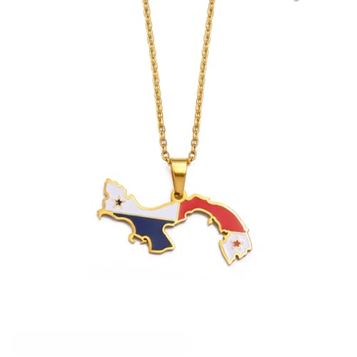 Hafrita Panama Map Flag Pendant Necklace For Women Men Panamanian...