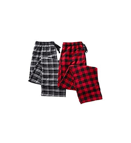 Hanes Men's Plaid Flannel Pajama Pants - 2 Pack, 4086, Black/Red Plaid, M