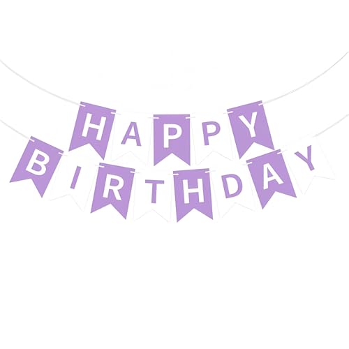 Image of Happy Birthday Banner Birthday Party Supplies (Purple White)