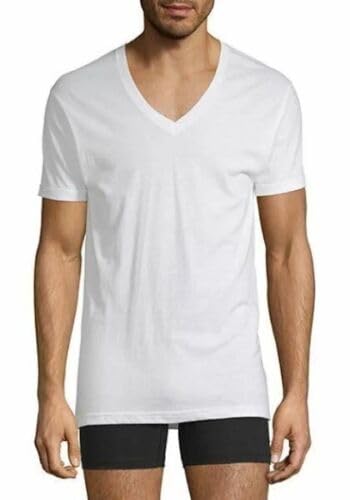 Stafford V Neck White Shirts (Pack of 4) Blended Cotton Dry+Cool (46-48)4