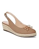 Coutgo Womens Closed Toe Espadrilles Wedges Shoes Platform Slingback Mid Low Heel Canvas Bow Dress Sandals, Coffee, Size 9