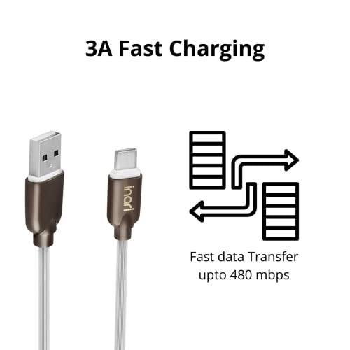 Image of Inari Premium Gear Tpe Zinc Alloy Shells Usb Type-C 3A Fast Charging Cable For Android Smartphones, Tablets, Bluetooth Speakers, Wireless Earphones, Power Banks & Adaptors - 1 M (Grey, 4.2Mm Thick)