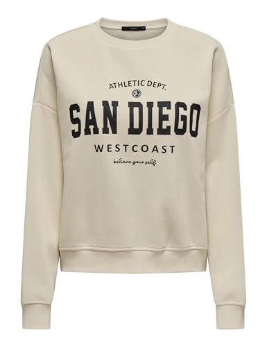 ONLY Onlsweat Life L/S Crew O.Size State Noos Sudadera con Estampado, Abedul, M para Mujer