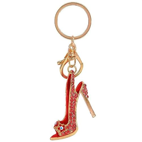SheraF Portachiavi con tacco alto alla moda Portachiavi in ​​​​metallo con strass pieno di lusso per le donne Borsa per ragazze Accessori per auto Tendenza Gioielli Regali