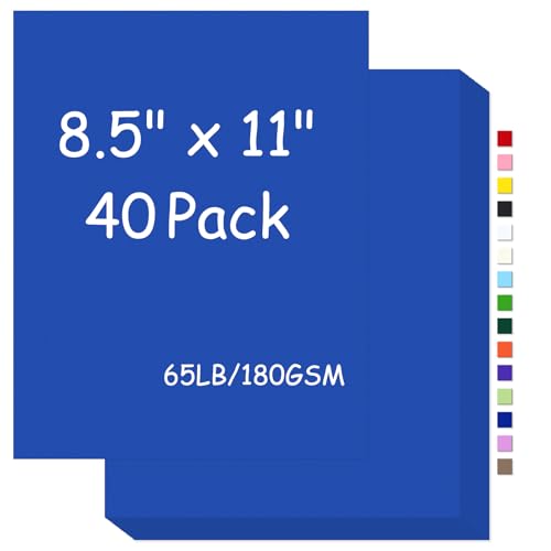 Cardstock 8.5 x 11 65Lb Cover Card Stock Royal Blue 180gsm Cover Cardstock for Printer Copy Card Stock Paper for Printing Invitations Gift tags Christmas Card (Royal blue 40 Sheets)