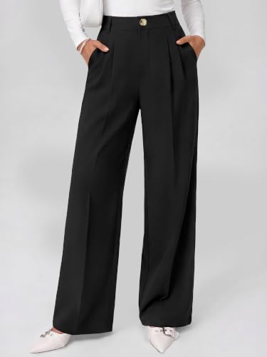 KIRUNDO 2026 Fall Wide Leg Pants for Women High Waisted Slack(Black,S) - image 2