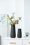 11 Inch Vases en céramique noire pour les fleurs & Pampas Grass, Vase décoratif de style rustique classique pour les pièces centrales de table de décoration maison