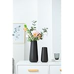 11 Inch Tall Matt Black Ceramic Vase for Flowers & Pampas Grass, Classic Rustic Style Decorative Vases for Home Decor Table Centerpieces - Image 3