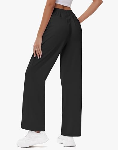 Women's Wide Leg Stretchy Pants - 29'' 31'' Waffle Knit High Waisted Teacher Business Casual Work Pleated Trousers2