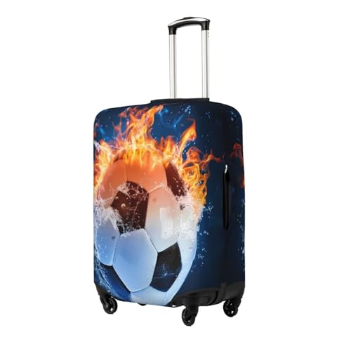 Water Fire Sports Soccer Travel Luggage Cover Elastic Suitcase Covers Washable Anti Scratch Luggage Dust Covers Protector, Fits 22-24 inch Luggage, M2