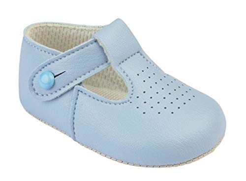 Gimbles® Chaussures de baptême pour bébé garçon avec barre en T et semelle rigide - - Sky Blue Soft Sole 625, 0-12 mois Cover