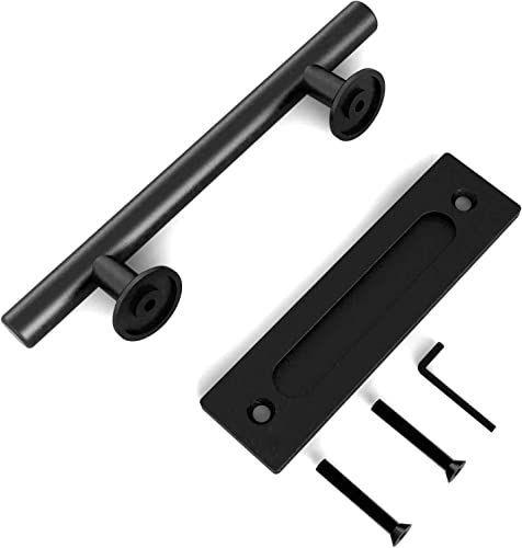 WOLFBIRD 30CM Scheunentorgriff, Schiebetür zieht-Griff,Schwarz Türgriff, Schiebetürgriff Doppelseitiger Griff für Eine Holztür