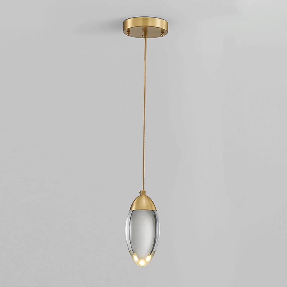 Lámpara colgante de cristal para techos bajos con luz LED suave