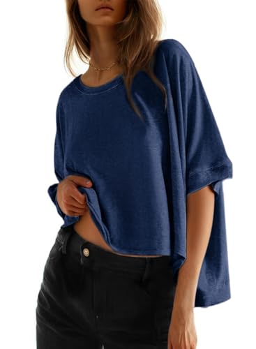 Dokotoo Summer Shirts 2026 Womens Solid T Shirts for Women Loose Oversized Tops Basic Tee