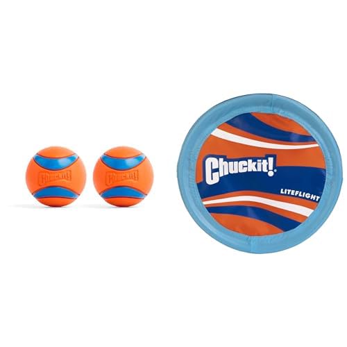 Chuckit Dog Toy Bundle Ultra Ball Medium 2 5-inch Rubber Fetch Balls 2-Pack Lite Flight Large 10-inch Diameter