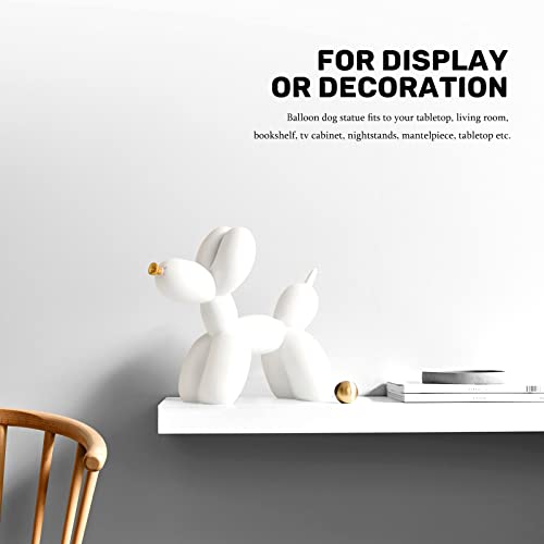 Otang Balloon Dog Statue Collectible Figurines Art Modern Sculpture, Cute Golden Nose Dog Animals Resin Crafts Handmade Ornament Home Decor Accents (White,9,7,3.5In) #TOP2
