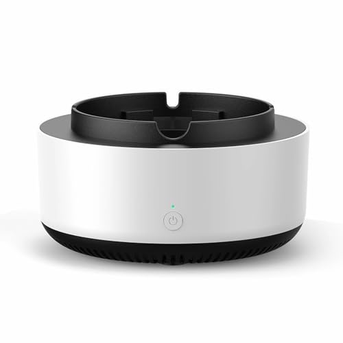 Cenicero Inteligente con Filtro, 2 en 1 Cenicero Electrónico Inteligente y Purificador de Aire para el Hogar, Coche, Oficina e Interiores,White