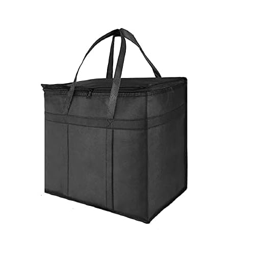 NZ Home XXL Insulated Grocery Bag, Hot & Cold Food Delivery Bag, Light Weight, Collapsible, Washable, Heavy Duty, Stands Upright, Completely Reinforced Bottom & Handles (1 Pack, Black)
