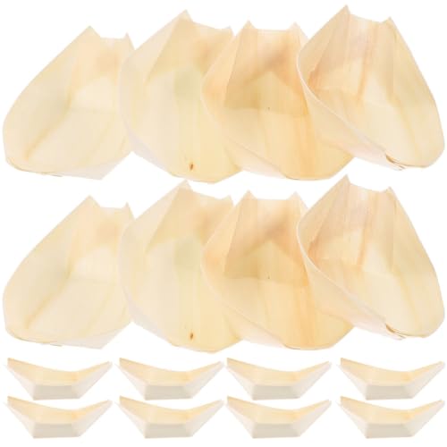 50 platos de madera para sushi en forma de bote miniatura 1