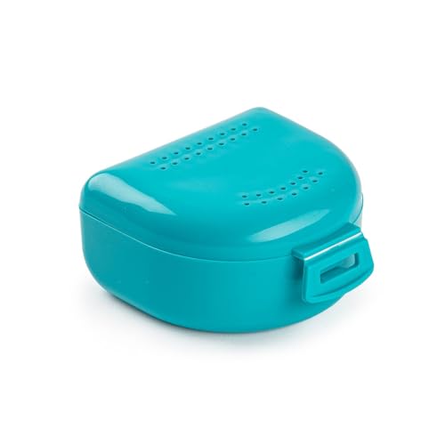 Caja para aparato de dientes, mordazas y dentaduras – Funda transpirable con orificios de ventilación – Portátil, resistente y fácil de limpiar – 80 x 80 x 45 mm – Porta Bite Dental de plástico –