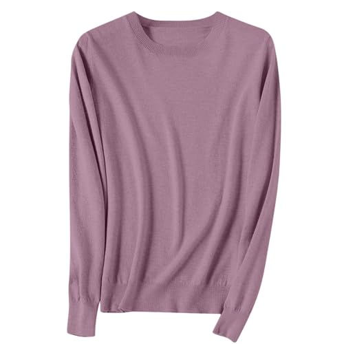 OIOLOYJM Fall Cashmere Sweaters for Women 2025 Crewneck Long Sleeve Tops Knitted Pullovers Lightweight Merino Wool Sweater