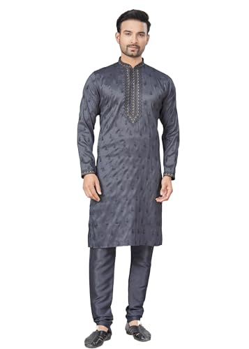 Pyjama Kurta 10646 en pure soie brodée le cadeau homme idéal