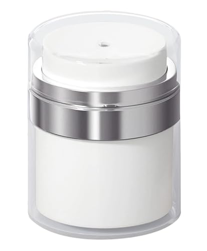 Airless Pump Jar - Refillable Moisturizer Container Vacuum Bottle with Lid Vacuum Press Bottles Travel Lotion Container Pump Dispenser for CreamAcrylic moisturizer Skincare Makeup (0.5 OZ)
