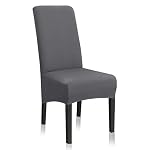 Stretch Dining Chair Slipcovers, XL/Oversized Removable Washable Soft Spandex Extra Large Dining Room Chair Covers for Kitchen Hotel Table Banquet Solid Color (2 Per Set, Gray)